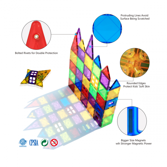 Joc de constructie magnetic - 70 piese Joc de constructie magnetic - 70 piese