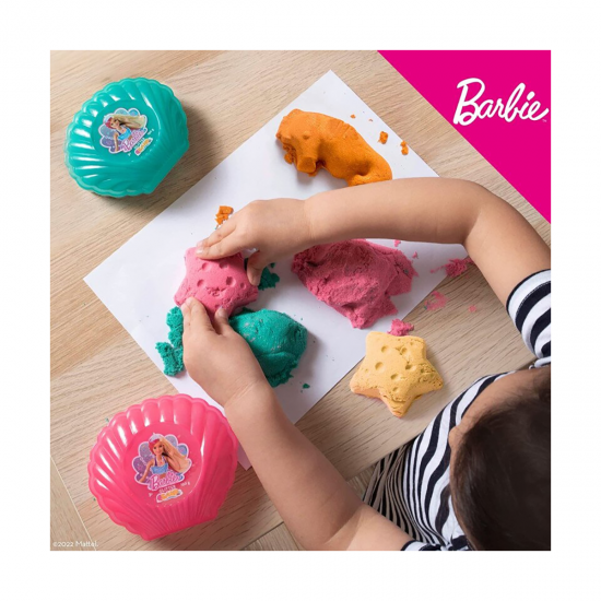 Nisip kinetic, colorat cu sclipici, Barbie - Scoica