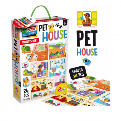 Joc Montessori de sortare si asociere - Casuta animalelor de companie Joc Montessori de sortare si asociere - Casuta animalelor de companie
