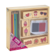 Set creativ - Stampile din lemn cu tusiera (inimioare)