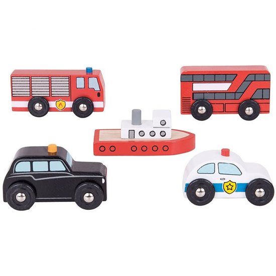 Set 5 vehicule din lemn Set 5 vehicule din lemn